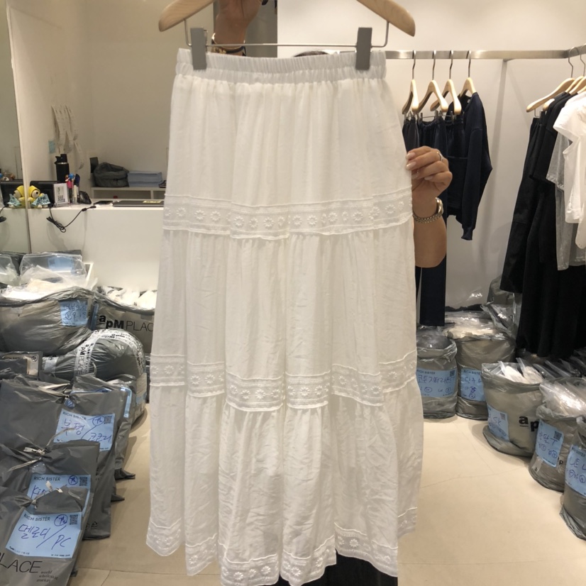 RICH SISTER韓國代購㊣女士新款時尚熱賣真品休閑長裙蕾絲RICH SISTER長裙圖色1