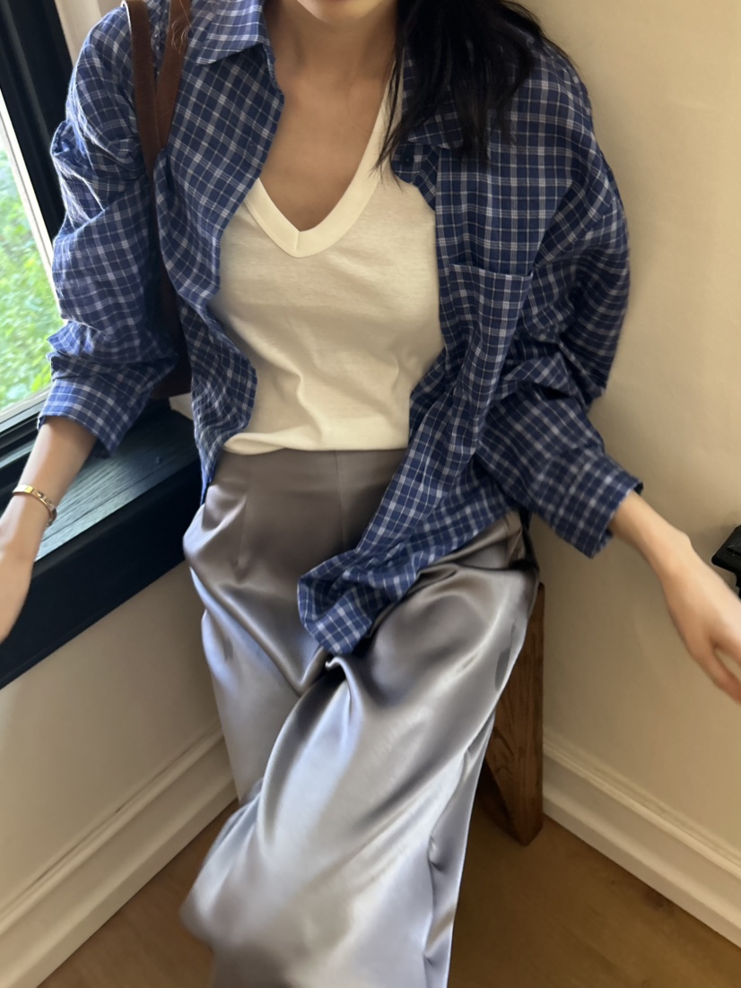 ME MO東大門㊣代購女士新品人氣熱賣推薦襯衫蕾絲衫格紋海軍ME MO襯衫/蕾絲衫圖色2