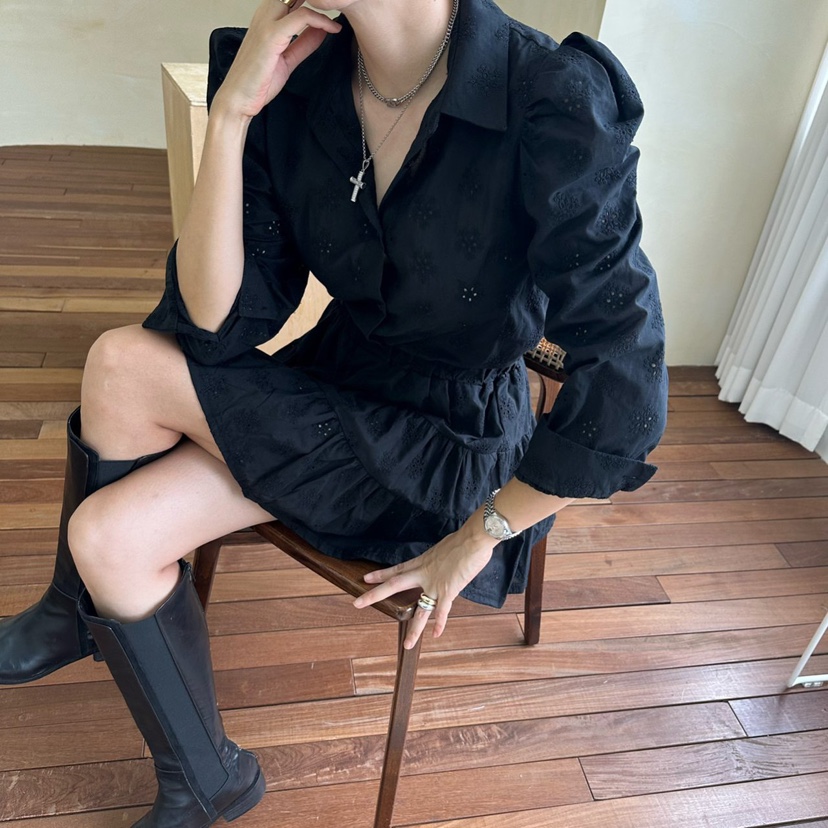SOUIT韓國代購㊣女裝新款推薦真品熱賣25秋冬人氣襯衫蕾絲衫SOUIT by mabel-L襯衫/蕾絲衫