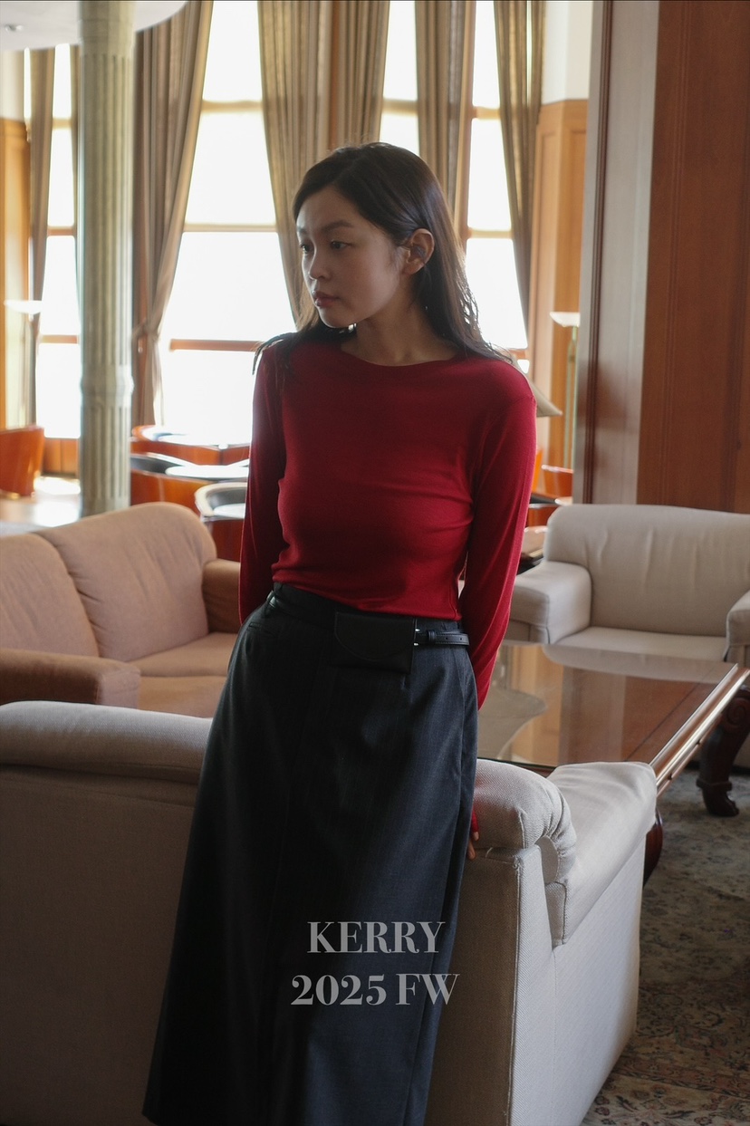 KERRY韓國直郵㊣女士新品時尚25秋冬職業休閑長袖T恤天絲寬松KERRY長袖T恤