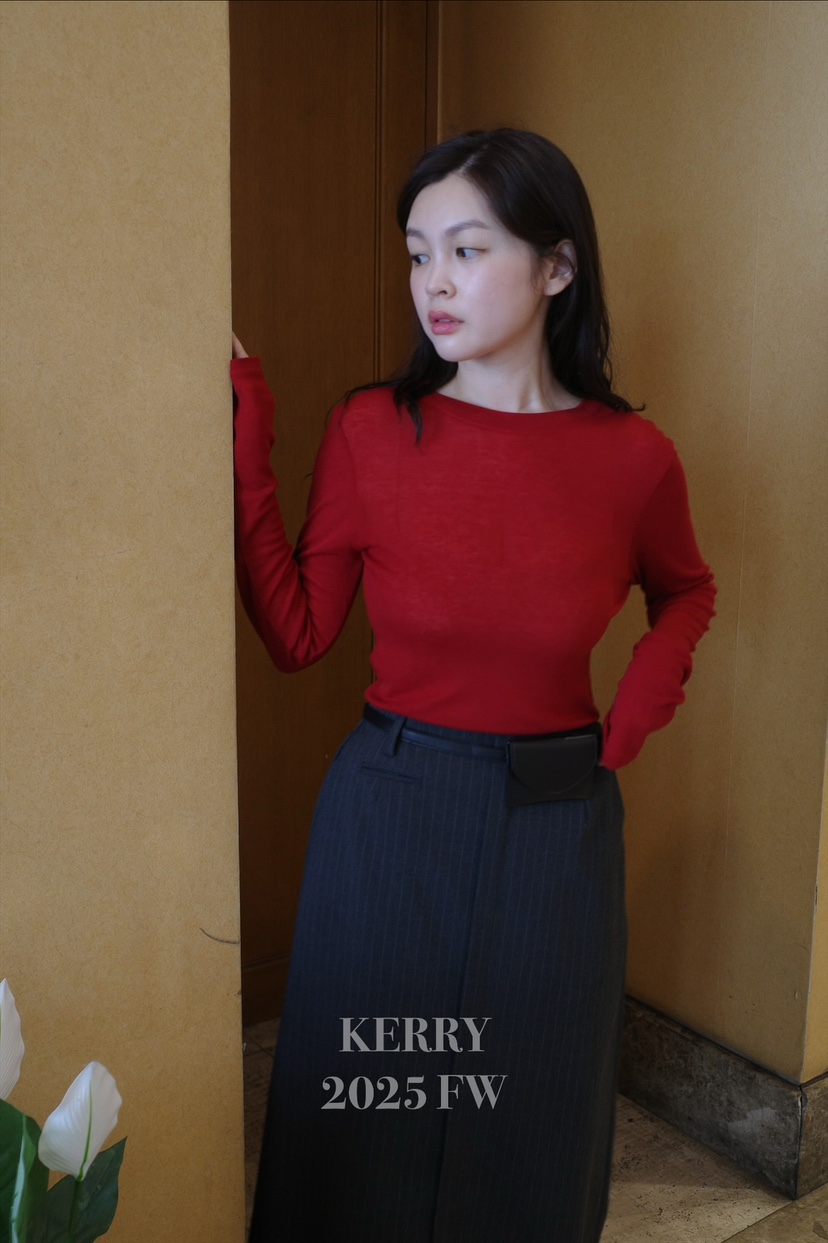 KERRY韓國直郵㊣女士新品時尚25秋冬職業休閑長袖T恤天絲寬松KERRY長袖T恤