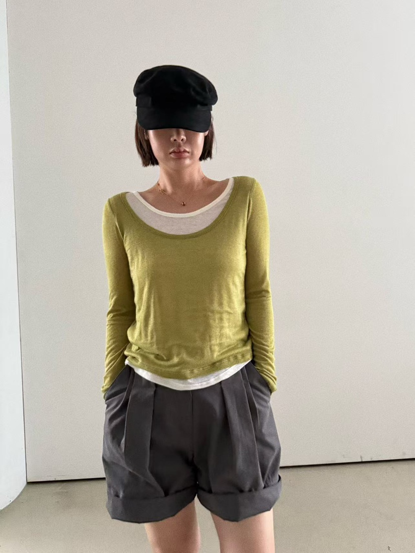 OLI SEOUL韓國代購㊣女士新款人氣25秋冬休閑熱賣長袖T恤羊毛OLI SEOUL長袖T恤