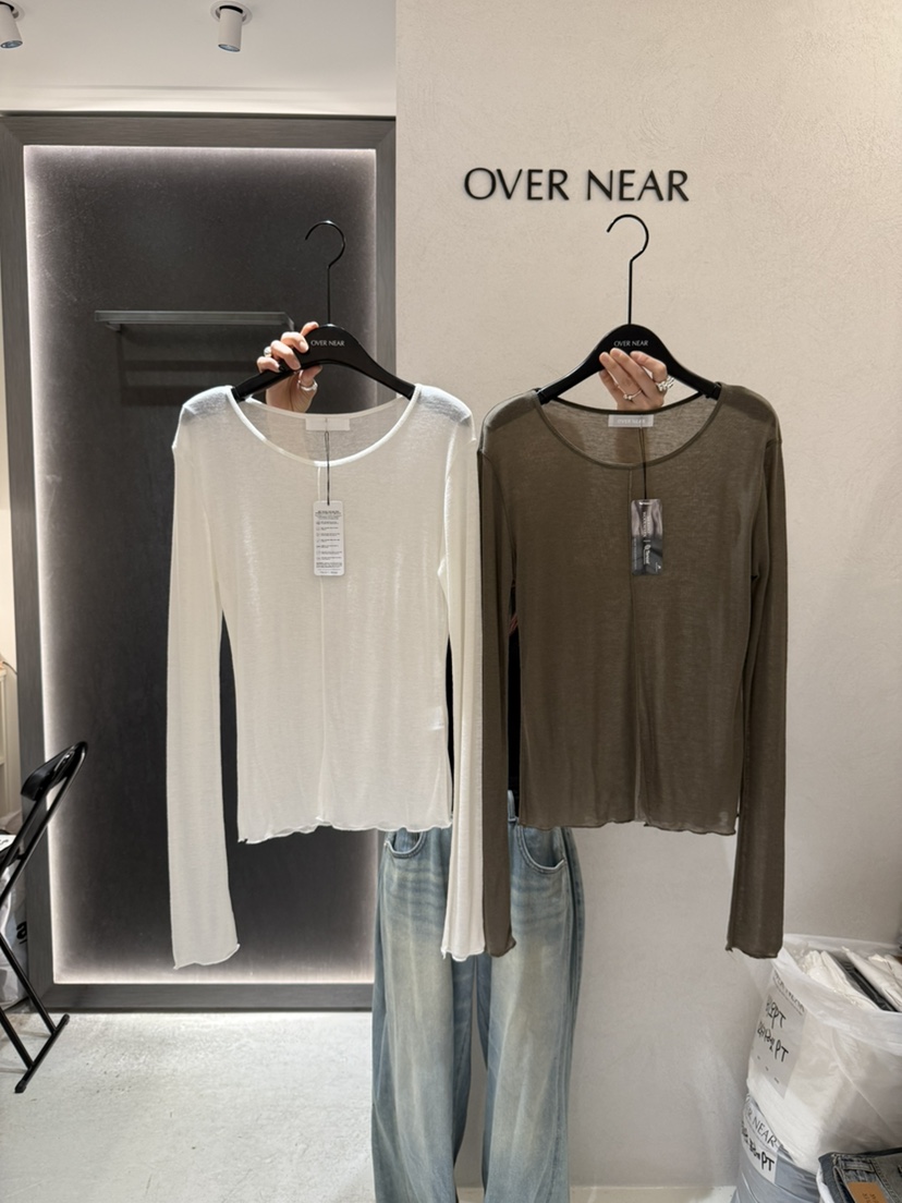 OVER NEAR東大門㊣實拍女裝新品25秋冬真品熱賣休閑長袖T恤OVER NEAR長袖T恤