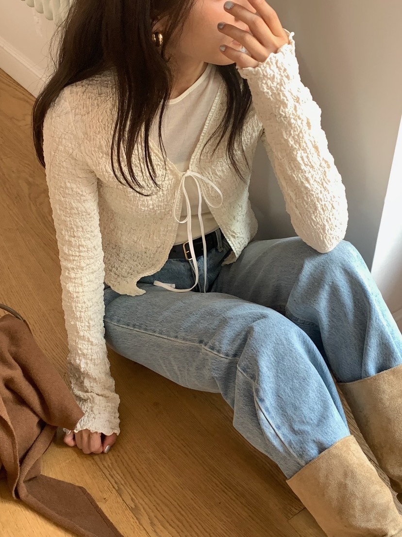 BLEECKER東大門㊣實拍女裝新品職業襯衫蕾絲衫荷葉邊蝴蝶結開衫BLEECKER襯衫/蕾絲衫