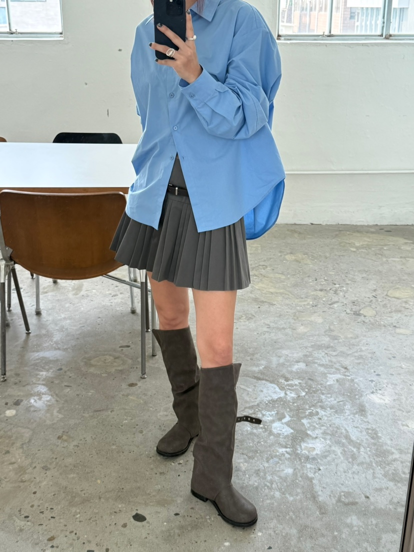 OVER NEAR東大門㊣代購女裝新款休閑推薦時尚短裙不含腰帶OVER NEAR短裙