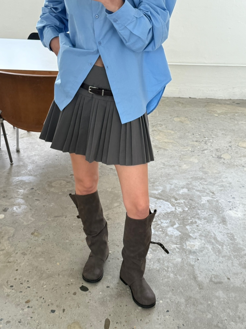 OVER NEAR東大門㊣代購女裝新款休閑推薦時尚短裙不含腰帶OVER NEAR短裙