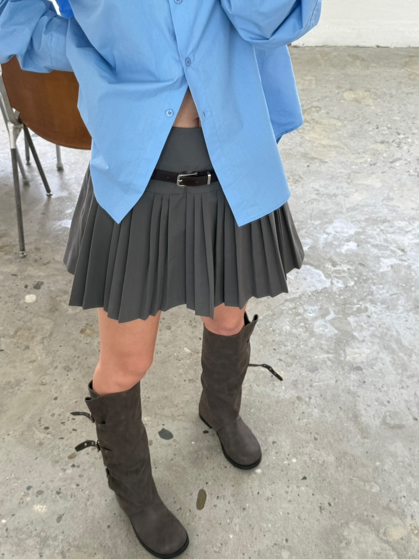 OVER NEAR東大門㊣代購女裝新款休閑推薦時尚短裙不含腰帶OVER NEAR短裙