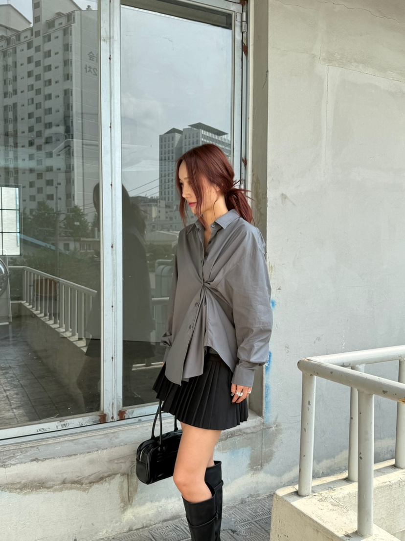 OVER NEAR東大門㊣代購女裝新款休閑推薦時尚短裙不含腰帶OVER NEAR短裙