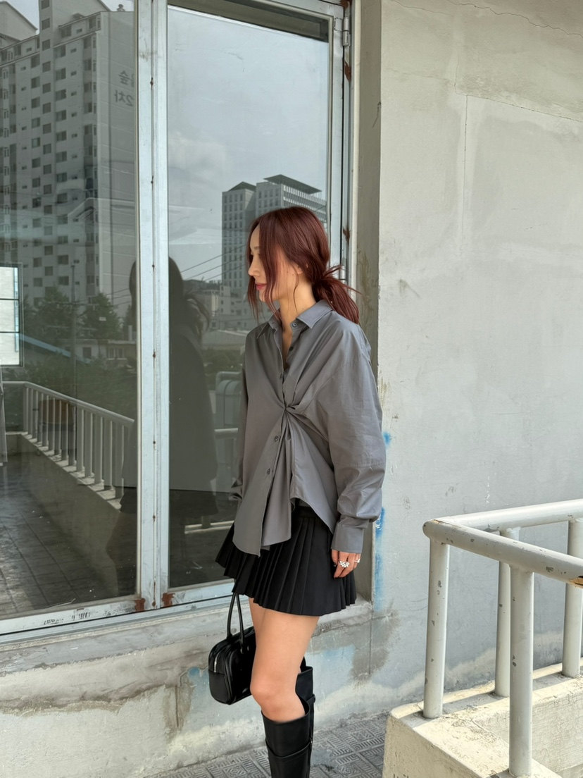 OVER NEAR東大門㊣代購女裝新款休閑推薦時尚短裙不含腰帶OVER NEAR短裙
