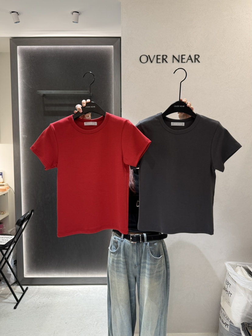 OVER NEAR東大門㊣實拍女裝新品25秋冬休閑職業熱賣時尚T恤OVER NEART恤