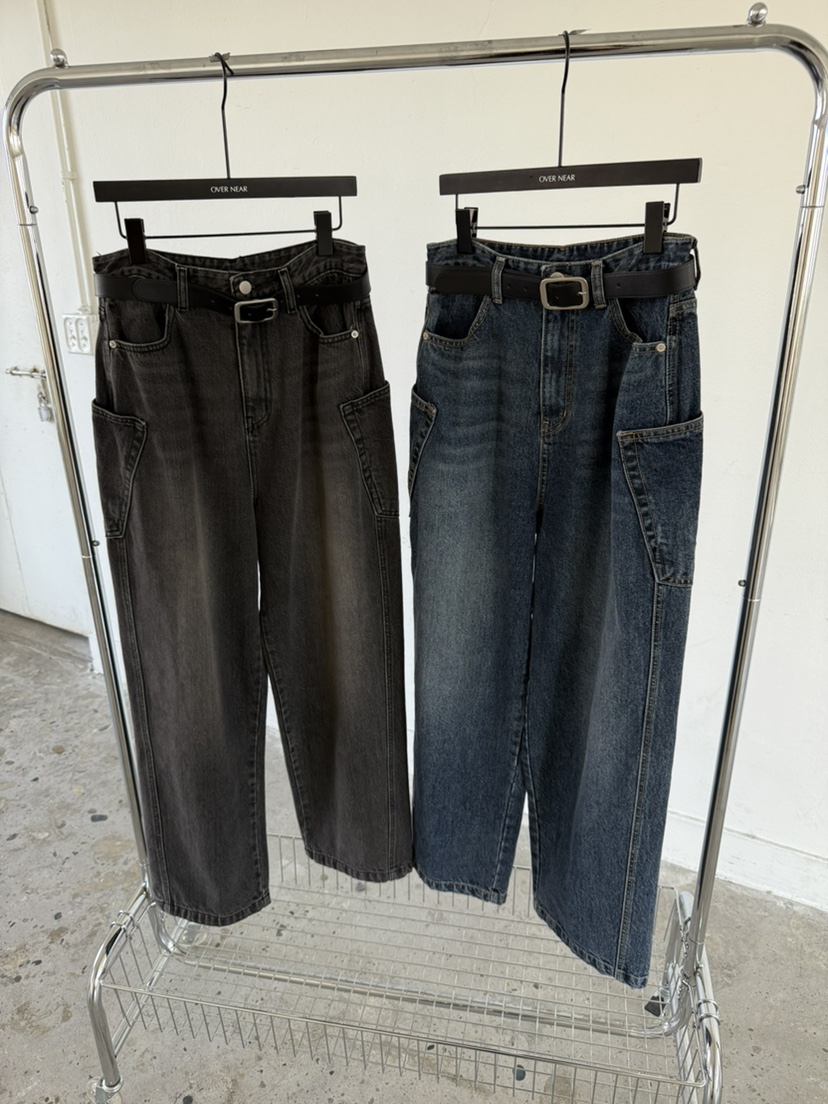 OVER NEAR韓國代購㊣女裝新品熱賣人氣牛仔褲不含腰帶口袋OVER NEAR牛仔褲