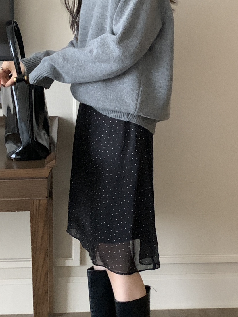FRILL-T東大門㊣代購女士新品職業休閑半身裙中短裙圓點裙FRILL-T半身裙/中短裙