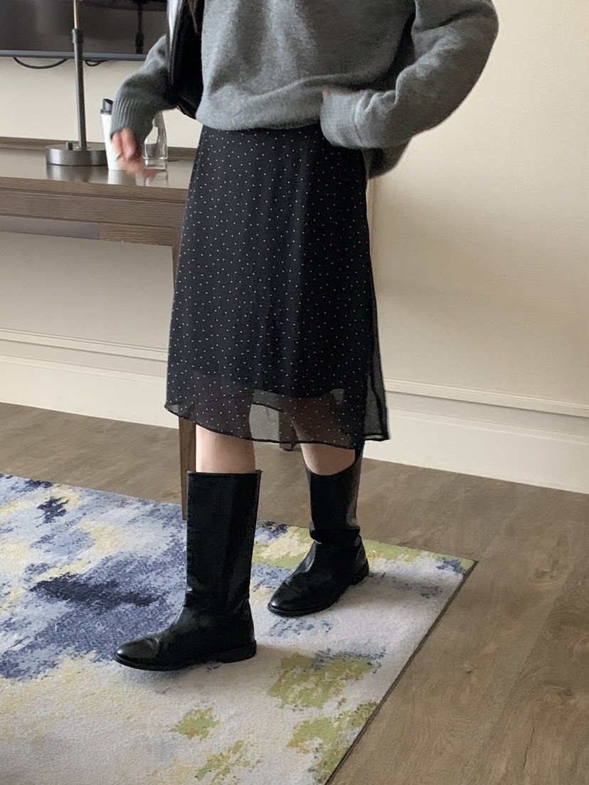 FRILL-T東大門㊣代購女士新品職業休閑半身裙中短裙圓點裙FRILL-T半身裙/中短裙