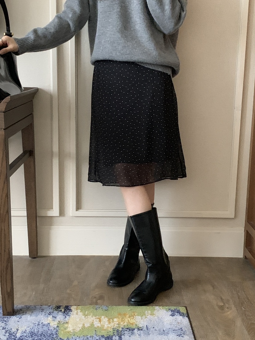 FRILL-T東大門㊣代購女士新品職業休閑半身裙中短裙圓點裙FRILL-T半身裙/中短裙
