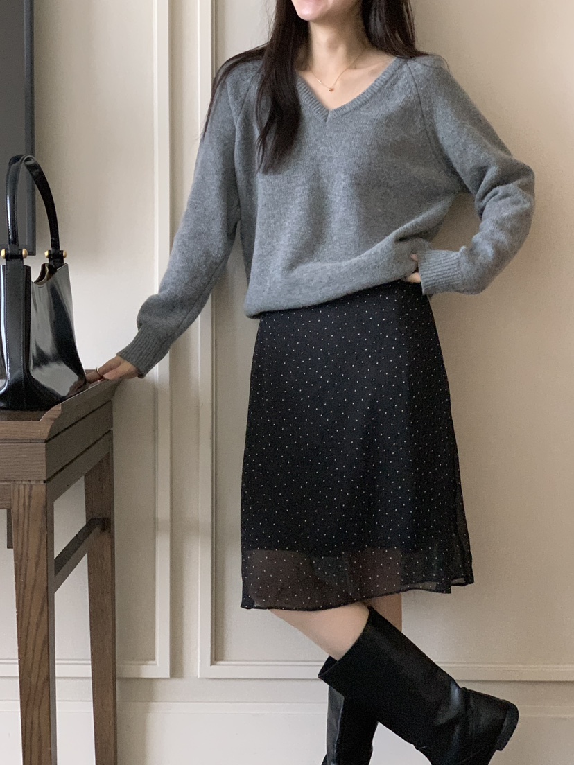 FRILL-T東大門㊣代購女士新品職業休閑半身裙中短裙圓點裙FRILL-T半身裙/中短裙