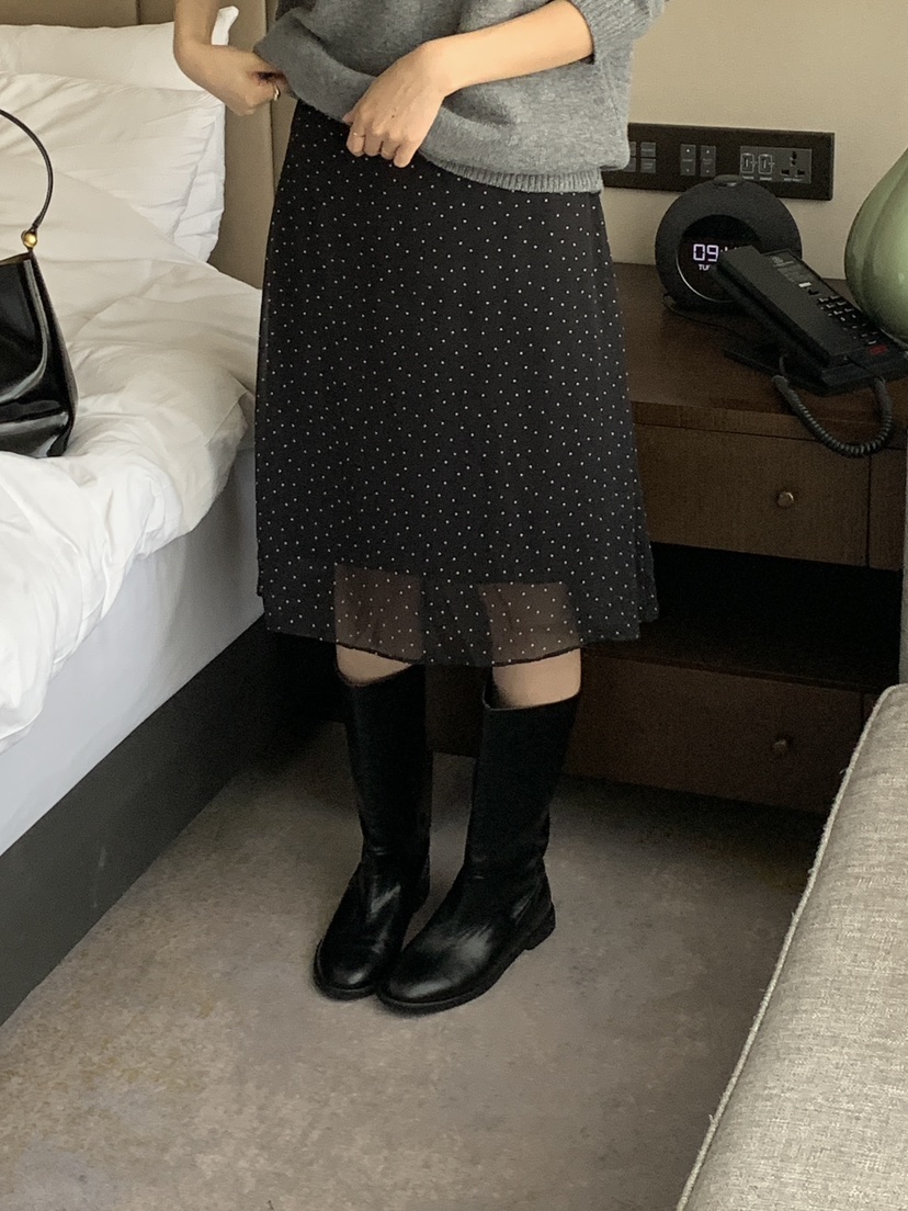 FRILL-T東大門㊣代購女士新品職業休閑半身裙中短裙圓點裙FRILL-T半身裙/中短裙