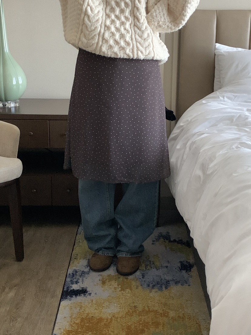 FRILL-T東大門㊣代購女士新品職業休閑半身裙中短裙圓點裙FRILL-T半身裙/中短裙