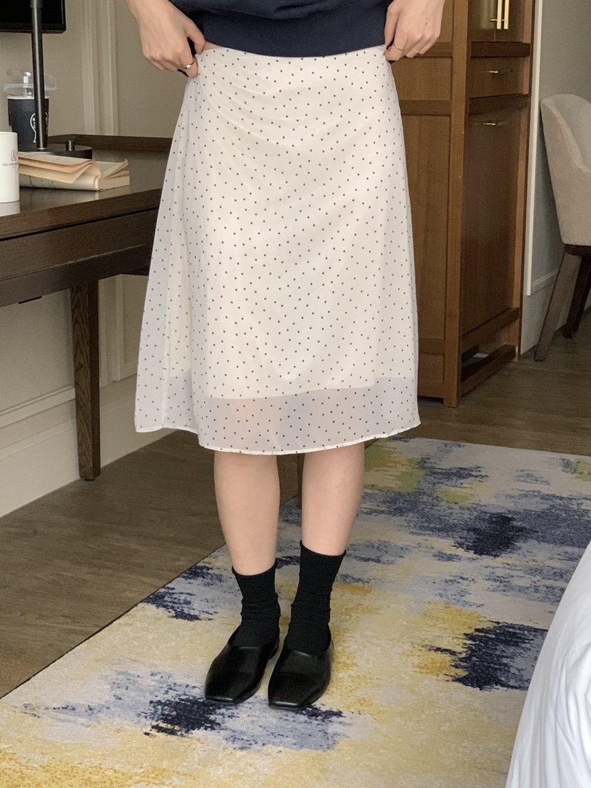 FRILL-T東大門㊣代購女士新品職業休閑半身裙中短裙圓點裙FRILL-T半身裙/中短裙圖色2