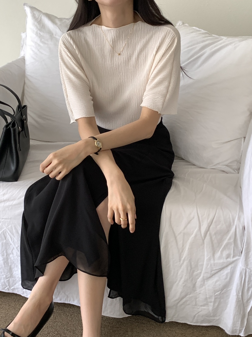 FRILL-T韓國直郵㊣女士新款時尚職業熱賣25秋夏真品T恤褶皺FRILL-TT恤