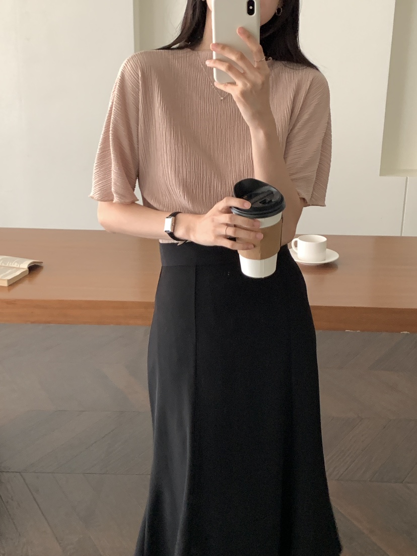 FRILL-T韓國直郵㊣女士新款時尚職業熱賣25秋夏真品T恤褶皺FRILL-TT恤