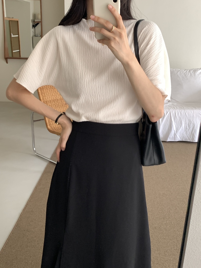 FRILL-T韓國直郵㊣女士新款時尚職業熱賣25秋夏真品T恤褶皺FRILL-TT恤圖色2