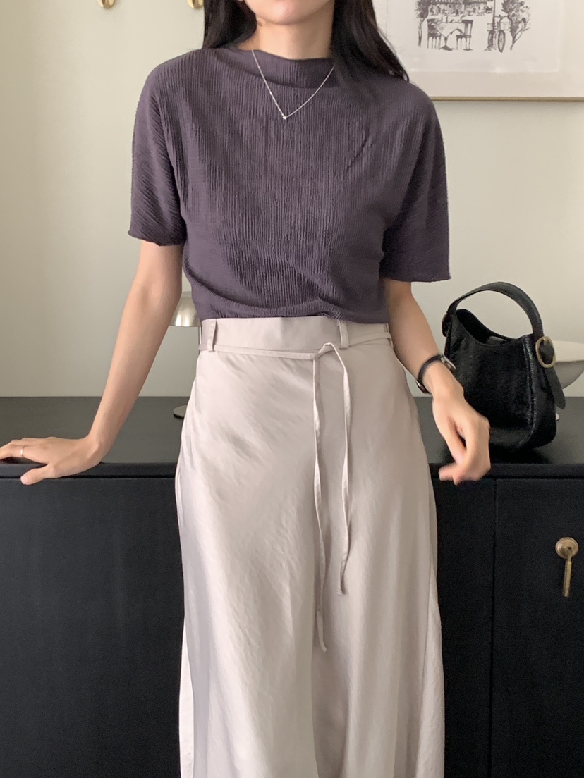 FRILL-T韓國直郵㊣女士新款時尚職業熱賣25秋夏真品T恤褶皺FRILL-TT恤圖色3