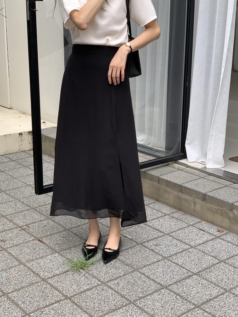 FRILL-T東大門㊣實拍女士新款25秋夏休閑人氣長裙雪紡雙層FRILL-T長裙