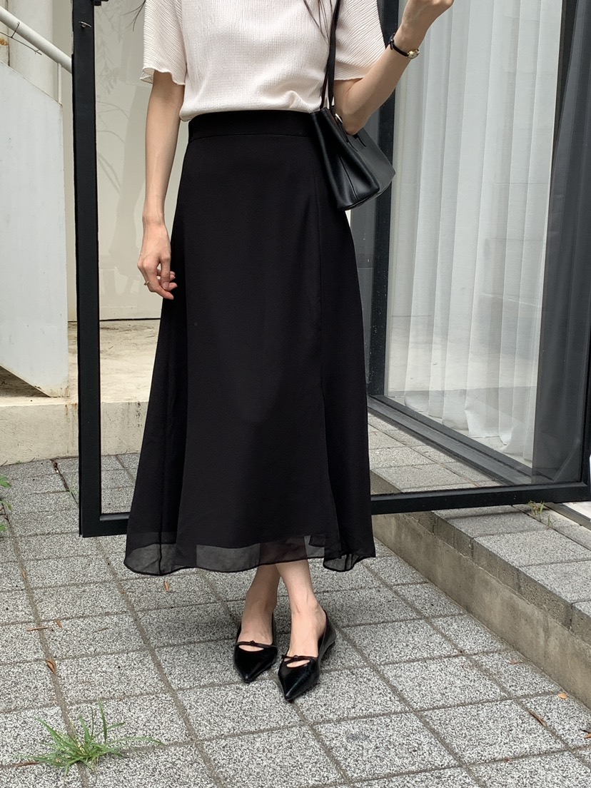 FRILL-T東大門㊣實拍女士新款25秋夏休閑人氣長裙雪紡雙層FRILL-T長裙圖色2