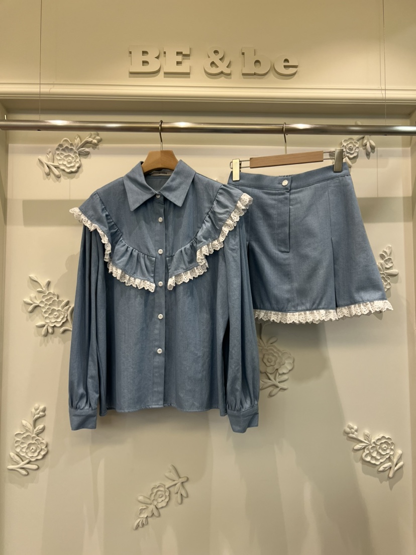 BE&BE東大門㊣直郵女裝新品真品時尚25秋夏裙褲荷葉邊BE&be裙褲