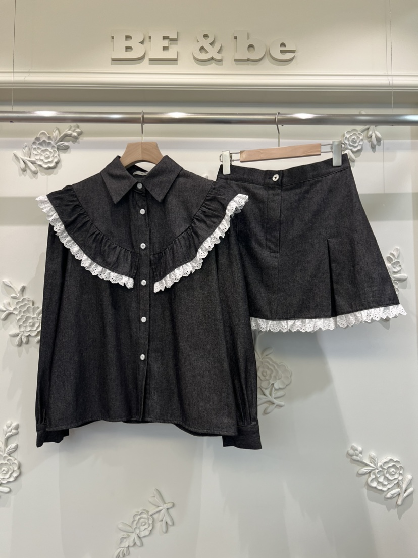 BE&BE東大門㊣直郵女裝新品真品時尚25秋夏裙褲荷葉邊BE&be裙褲