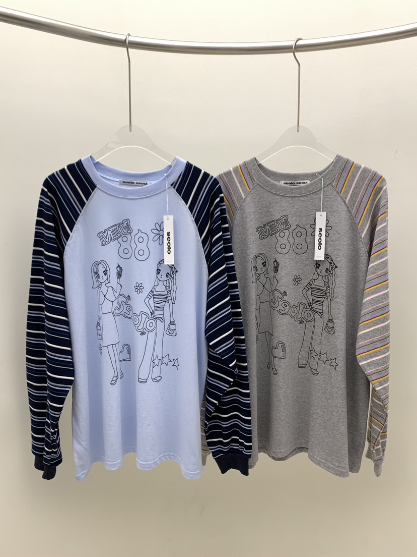 SEOLO韓國代購㊣女裝新品熱賣休閑時尚人氣25秋夏真品長袖T恤Seolo seoul長袖T恤