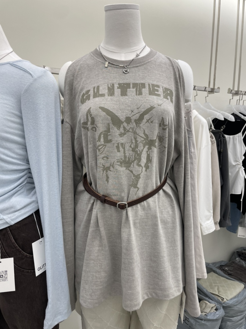 GLITTER東大門㊣實拍女士新款真品職業休閑長袖T恤不含腰帶GLITTER長袖T恤圖色1