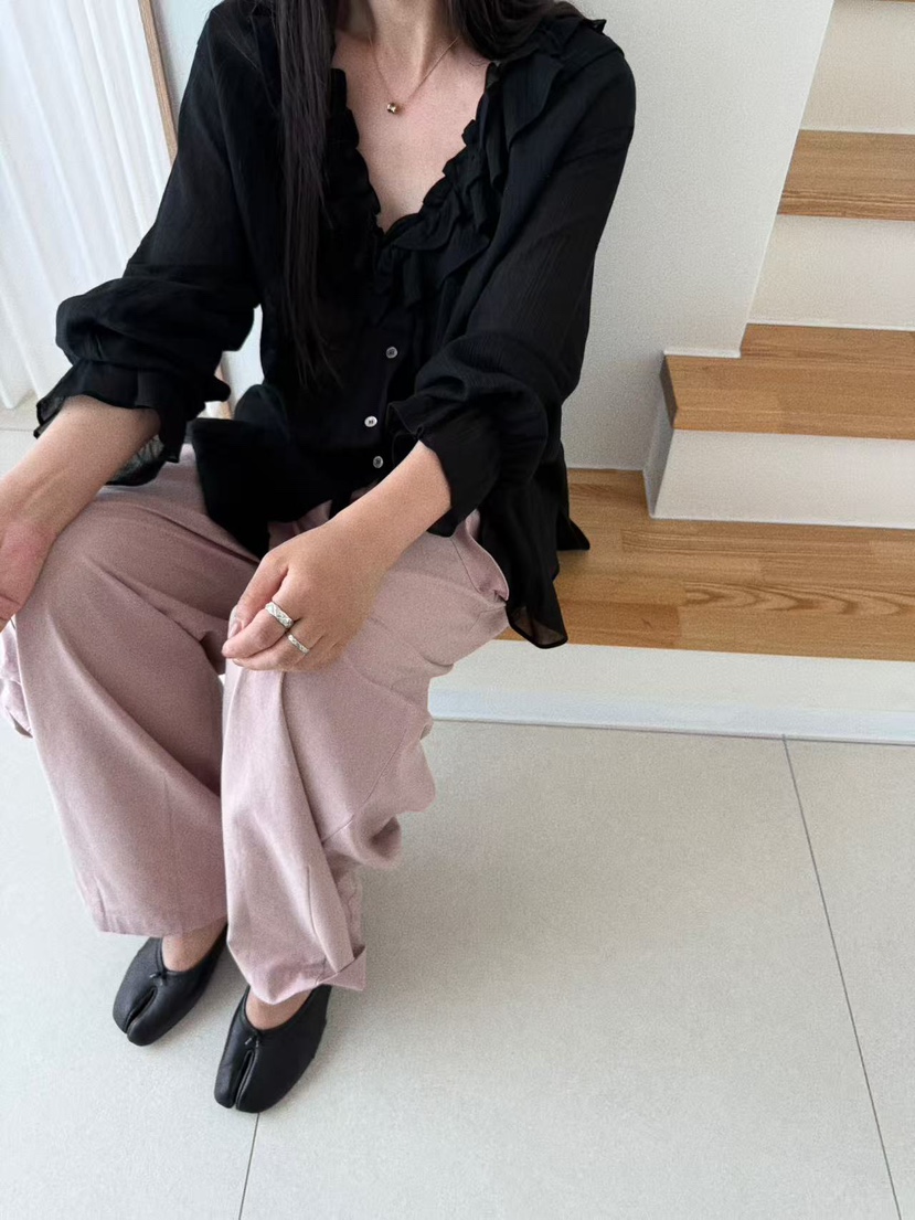 OLI SEOUL東大門㊣直郵女士新品時尚25秋夏休閑襯衫蕾絲衫OLI SEOUL襯衫/蕾絲衫