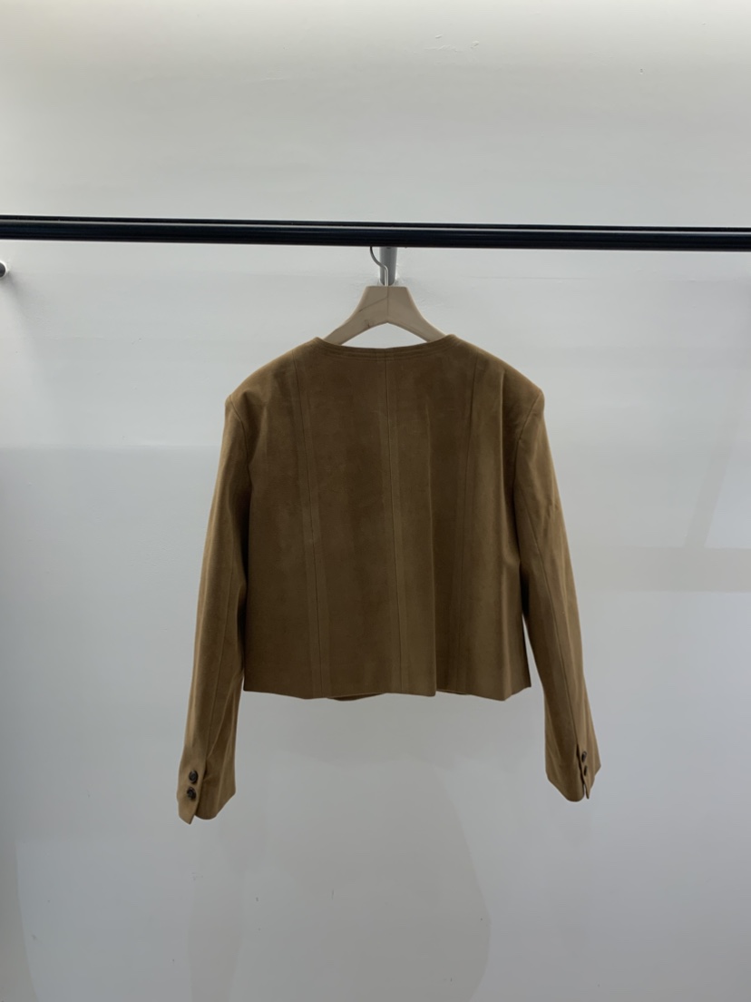 LA CREME東大門㊣代購女裝新品休閑職業25秋夏夾克絨面革駝色LA CREME夾克