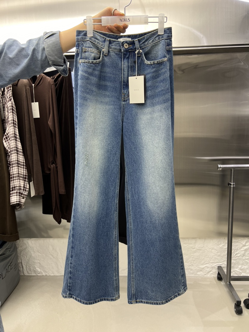 NOVUS東大門㊣代購女裝新品人氣熱賣職業時尚休閑牛仔褲喇叭NOVUS牛仔褲