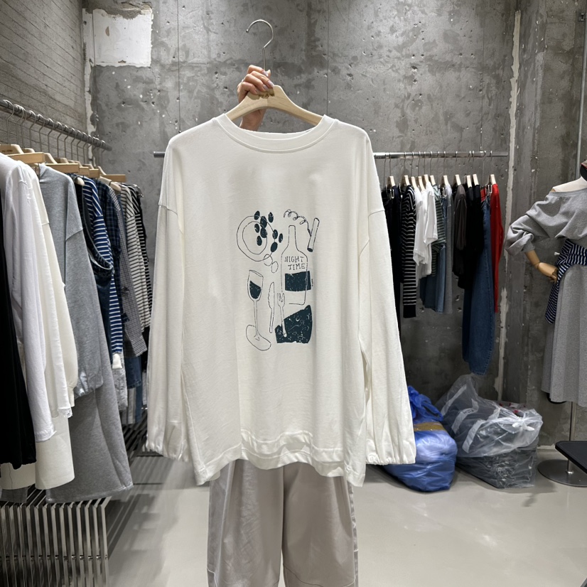 JUNI韓國代購㊣女裝新款推薦時尚真品人氣職業熱賣休閑長袖T恤my juni長袖T恤圖色1