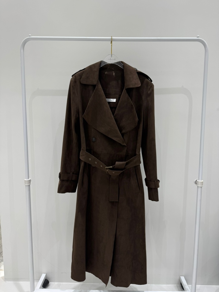 JKICHI韓國代購㊣女裝新品25秋夏人氣長款風衣含腰帶絨面革JKICHI長款風衣圖色1