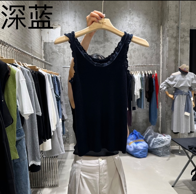 JUNI東大門㊣代購女士新款25秋夏真品熱賣時尚吊帶背心蕾絲my juni吊帶/背心圖色3
