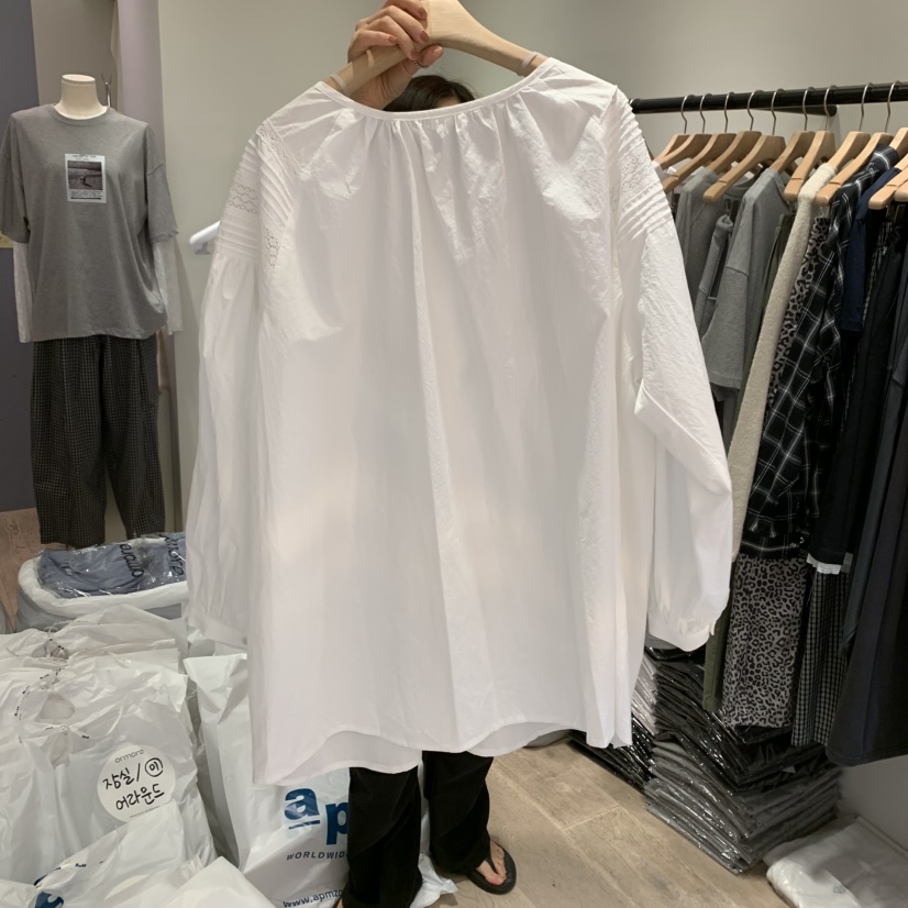 ORMORE韓國代購㊣女士新品25秋夏休閑真品人氣職業襯衫蕾絲衫ORMORE襯衫/蕾絲衫