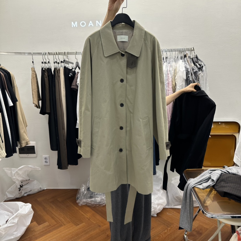 MOANA東大門㊣直郵女裝新品熱賣休閑真品25秋冬長款風衣含腰帶MOANA長款風衣