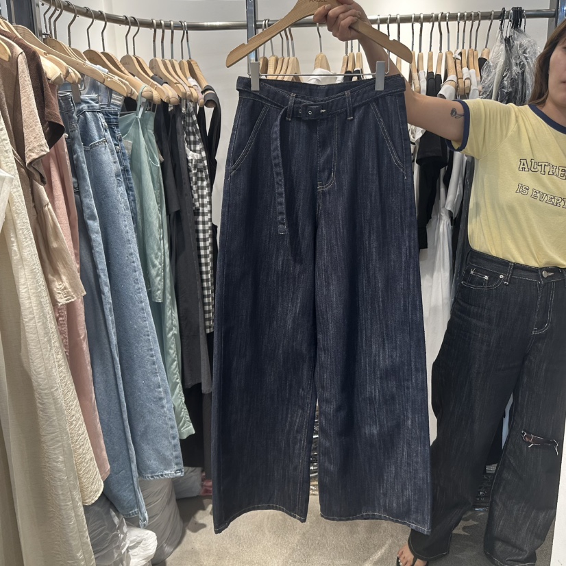 HABLE韓國直郵㊣女士新品25春夏推薦真品職業人氣牛仔褲含腰帶HABLE牛仔褲