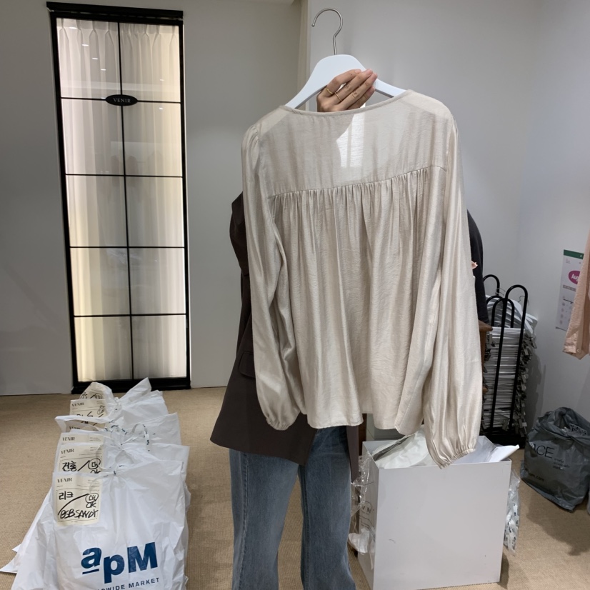 VENIR-a韓國代購㊣女裝新品職業人氣25秋冬休閑襯衫蕾絲衫VENIR-a襯衫/蕾絲衫
