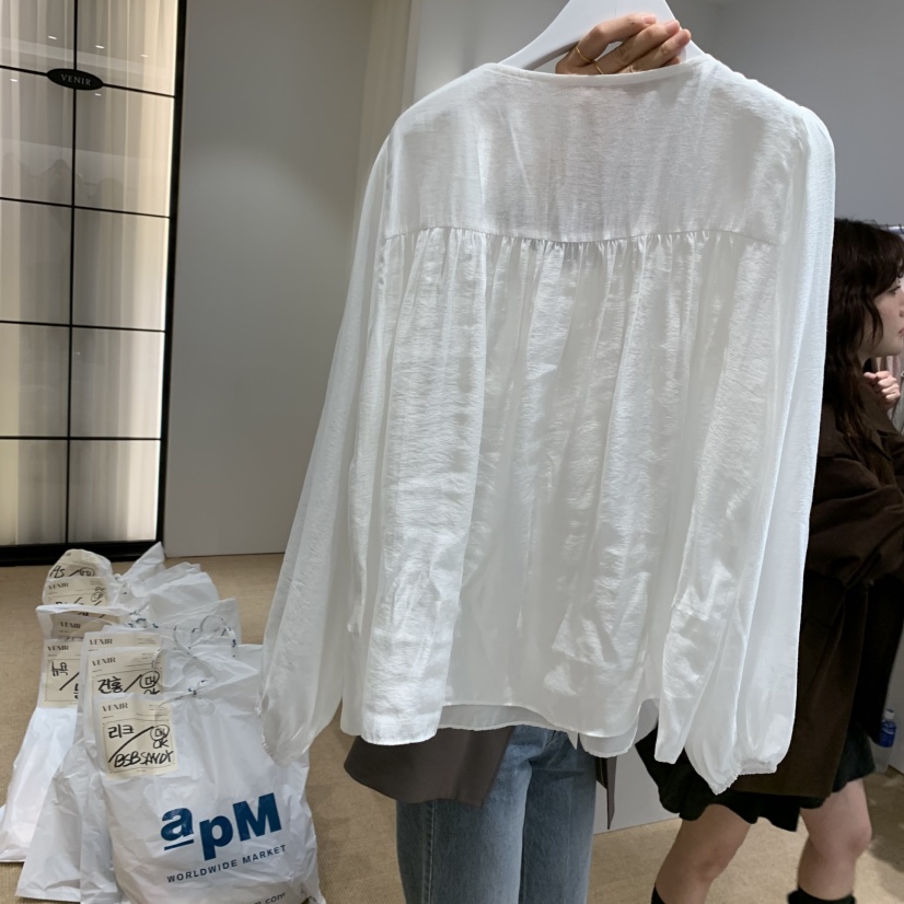 VENIR-a韓國代購㊣女裝新品職業人氣25秋冬休閑襯衫蕾絲衫VENIR-a襯衫/蕾絲衫