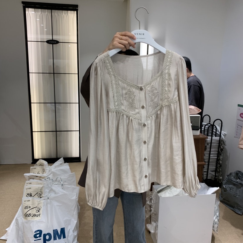 VENIR-a韓國代購㊣女裝新品職業人氣25秋冬休閑襯衫蕾絲衫VENIR-a襯衫/蕾絲衫圖色1