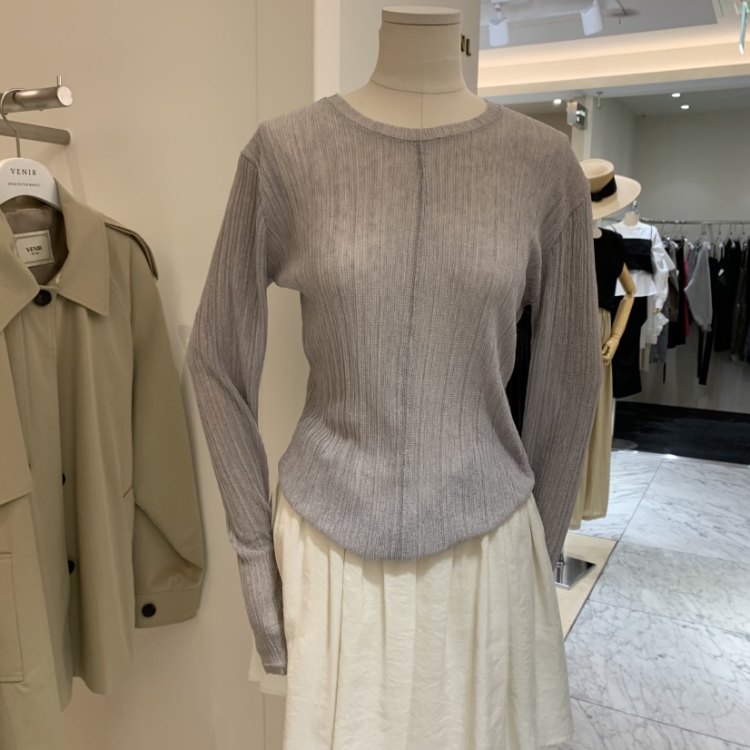 VENIR-a韓國直郵㊣女裝新品時尚推薦25秋冬長袖T恤褶皺長款VENIR-a長袖T恤圖色4