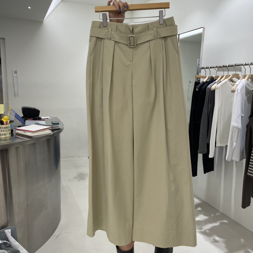 REPELLER東大門㊣代購女士新款熱賣時尚休閑褲斜紋棉布含腰帶REPELLER休閑褲圖色2