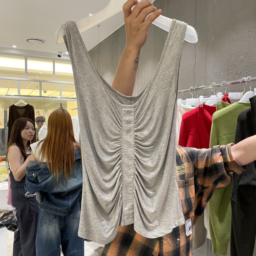 MIXXIN東大門㊣代購女士新品25秋夏真品職業熱賣吊帶背心紐扣MIXXIN吊帶/背心圖色3