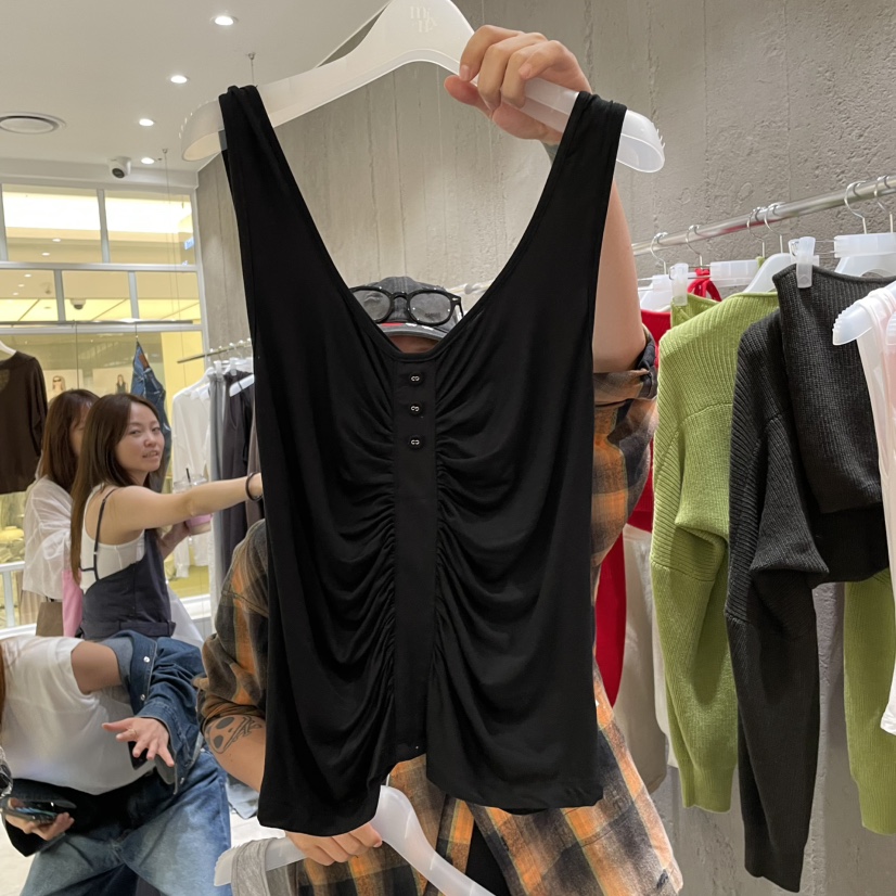 MIXXIN東大門㊣代購女士新品25秋夏真品職業熱賣吊帶背心紐扣MIXXIN吊帶/背心圖色4