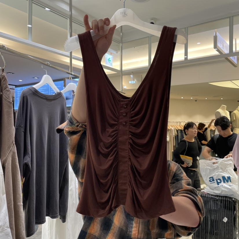 MIXXIN東大門㊣代購女士新品25秋夏真品職業熱賣吊帶背心紐扣MIXXIN吊帶/背心圖色5