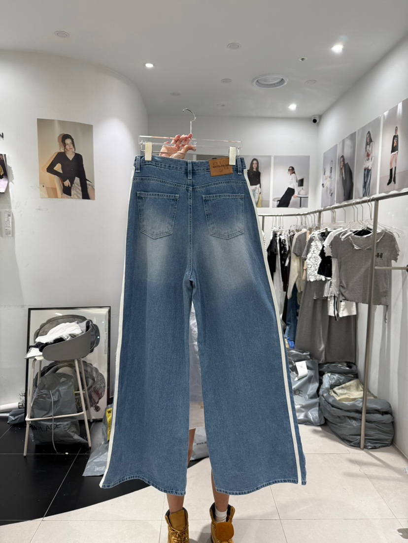 WATERMELON韓國直郵㊣女裝新品時尚推薦熱賣職業牛仔褲條紋de goyou牛仔褲